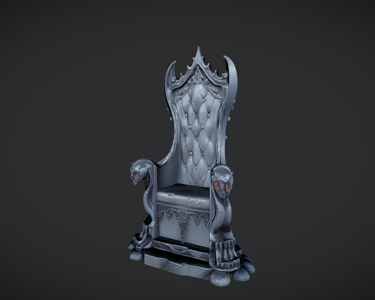 Gothic throne with lion details 3D model_3
