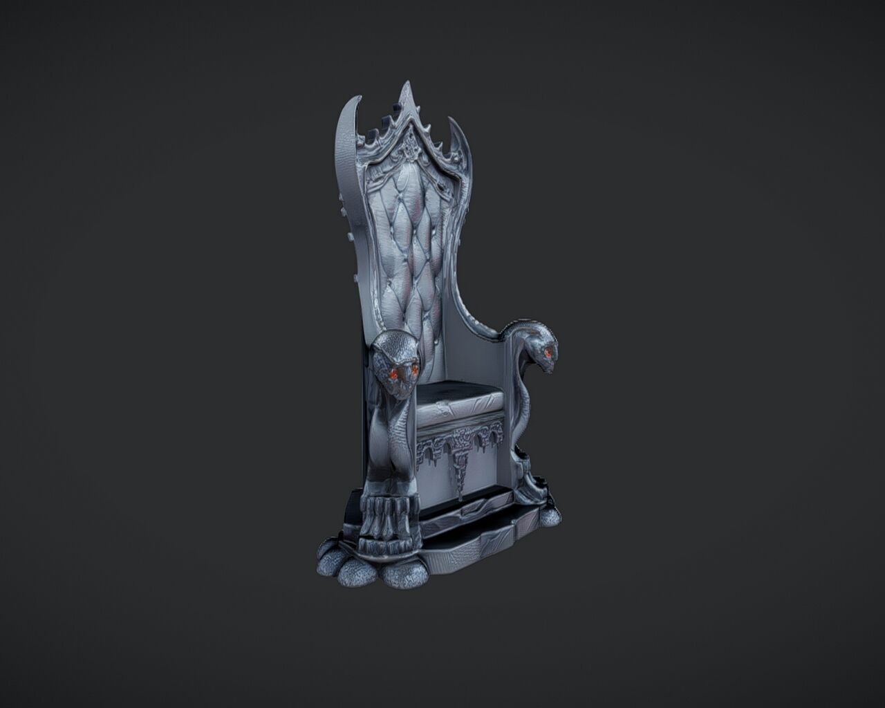 Gothic throne with lion details 3D model_2