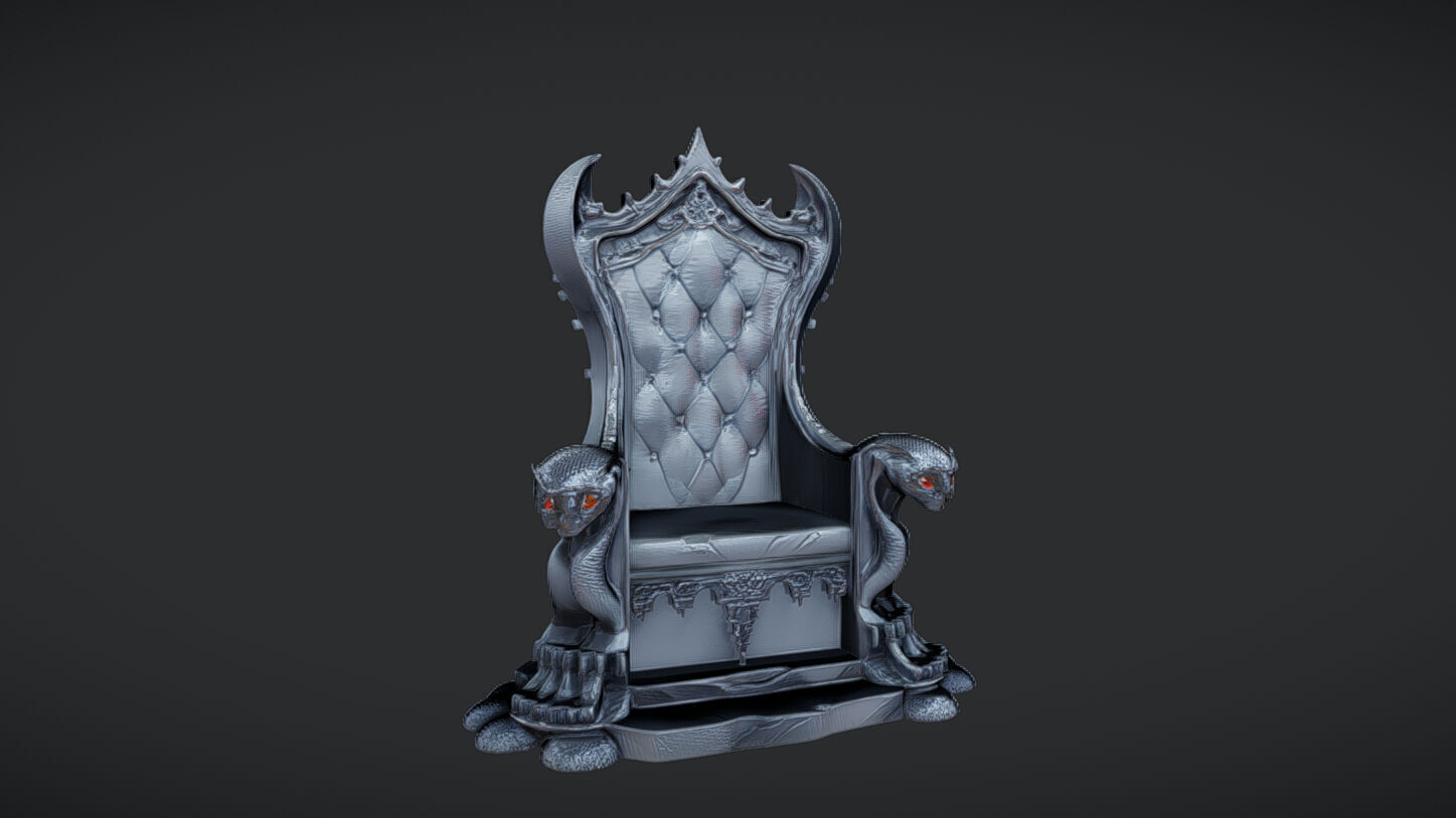 Gothic throne with lion details 3D model_5