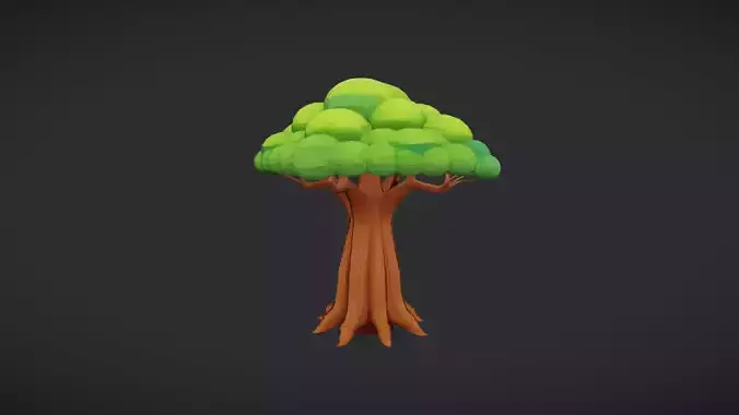 Cartoonish tree with green canopy