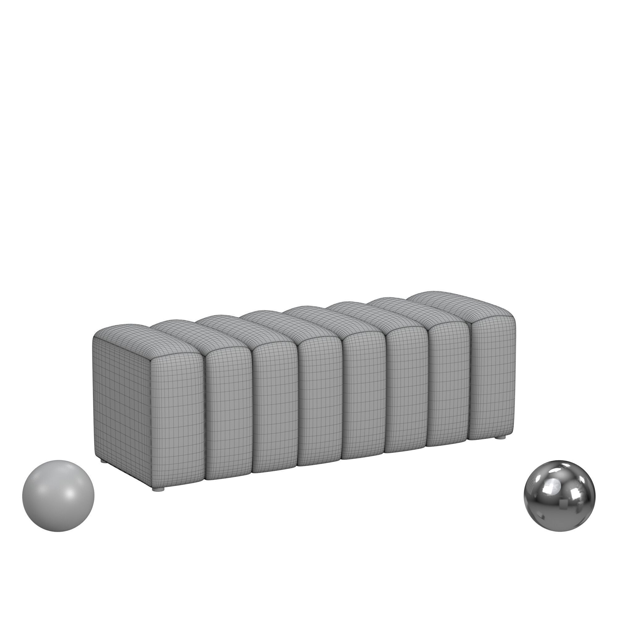 Coaster Summer Upholstered Channel Tufted Accent Bench 3D model_3