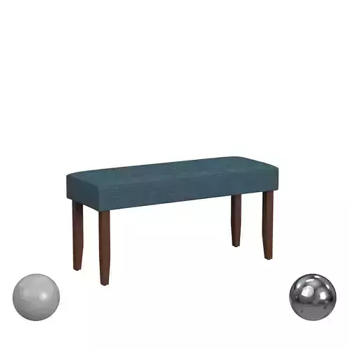 Mid Century Dining Bench W Palmer Teal Fabric In Walnut