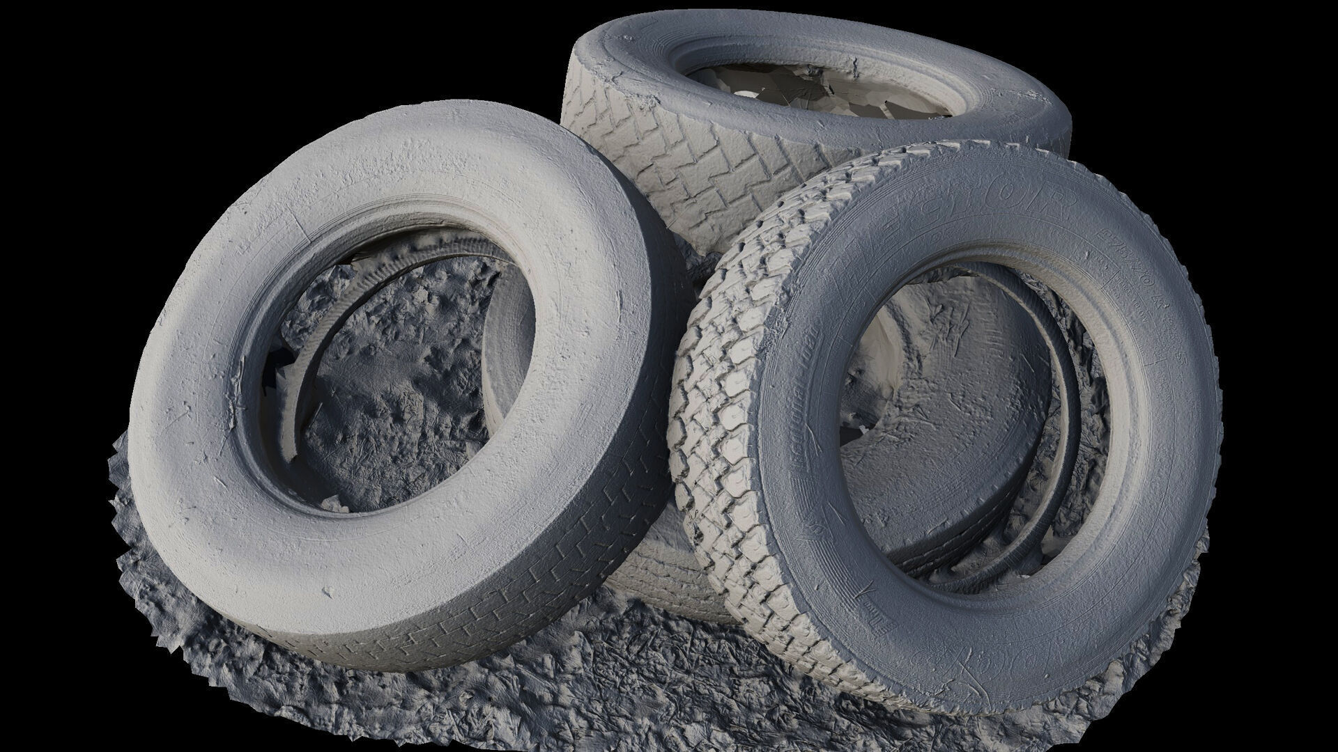 tires truck junkyard trash PBR photogrammetry 3D model_6
