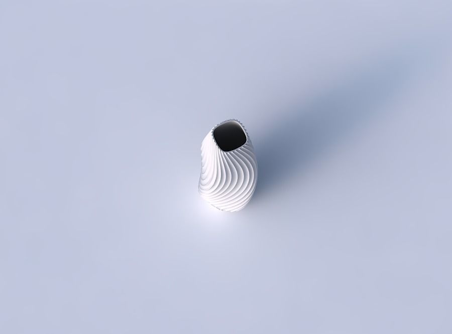 Narrow top vase helix with wavy extruded lines 4 3D print model_2