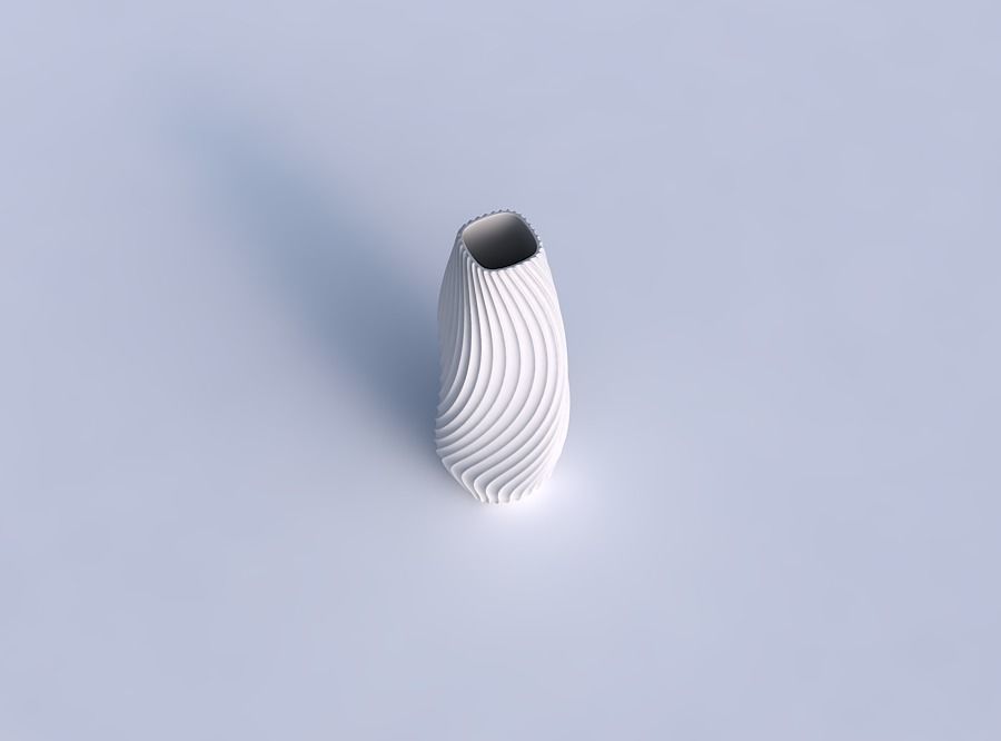 Narrow top vase helix with wavy extruded lines 4 3D print model_1