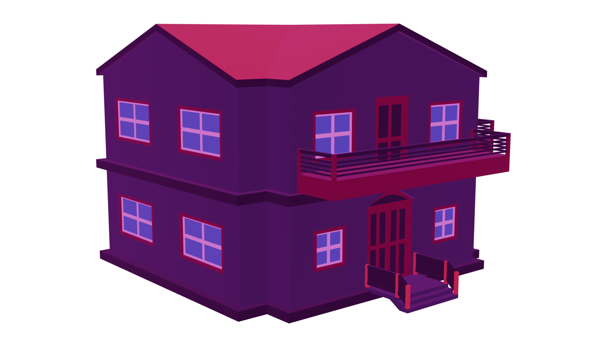  House 3D Model  Game Ready Low Poly Low-poly 3D model_4