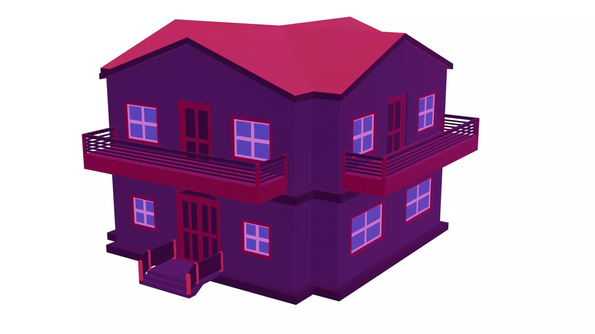  House 3D Model  Game Ready Low Poly Low-poly 3D model_0