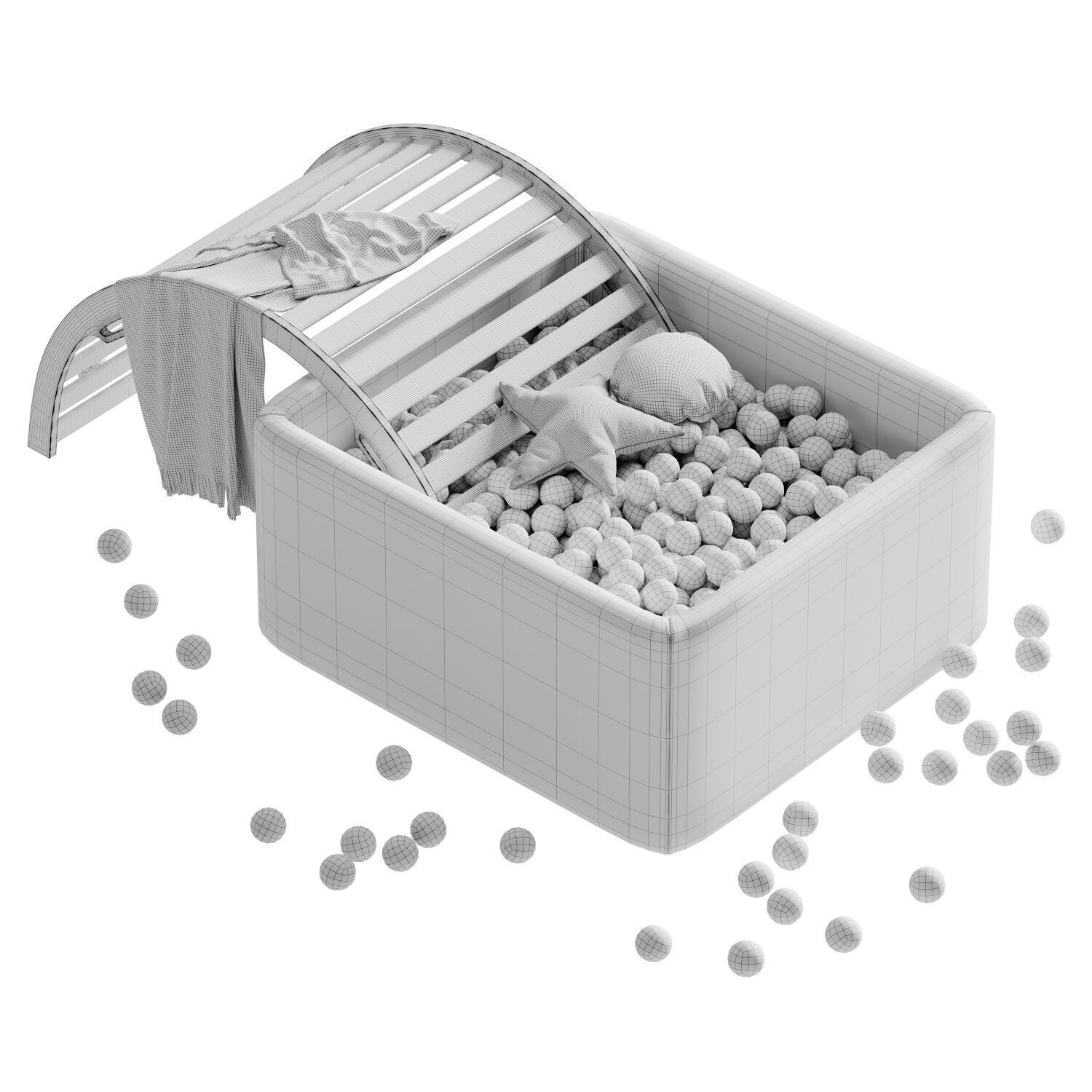 children s round ball dry swimming pool with ladder  3D model_4