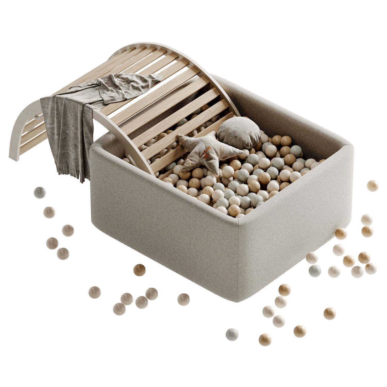 children s round ball dry swimming pool with ladder  3D model_1