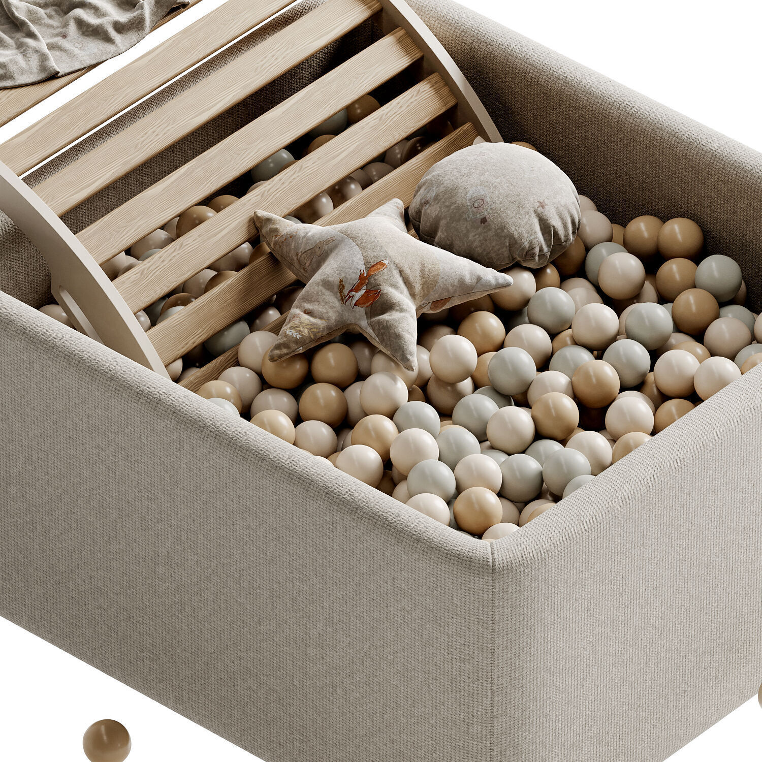 children s round ball dry swimming pool with ladder  3D model_2