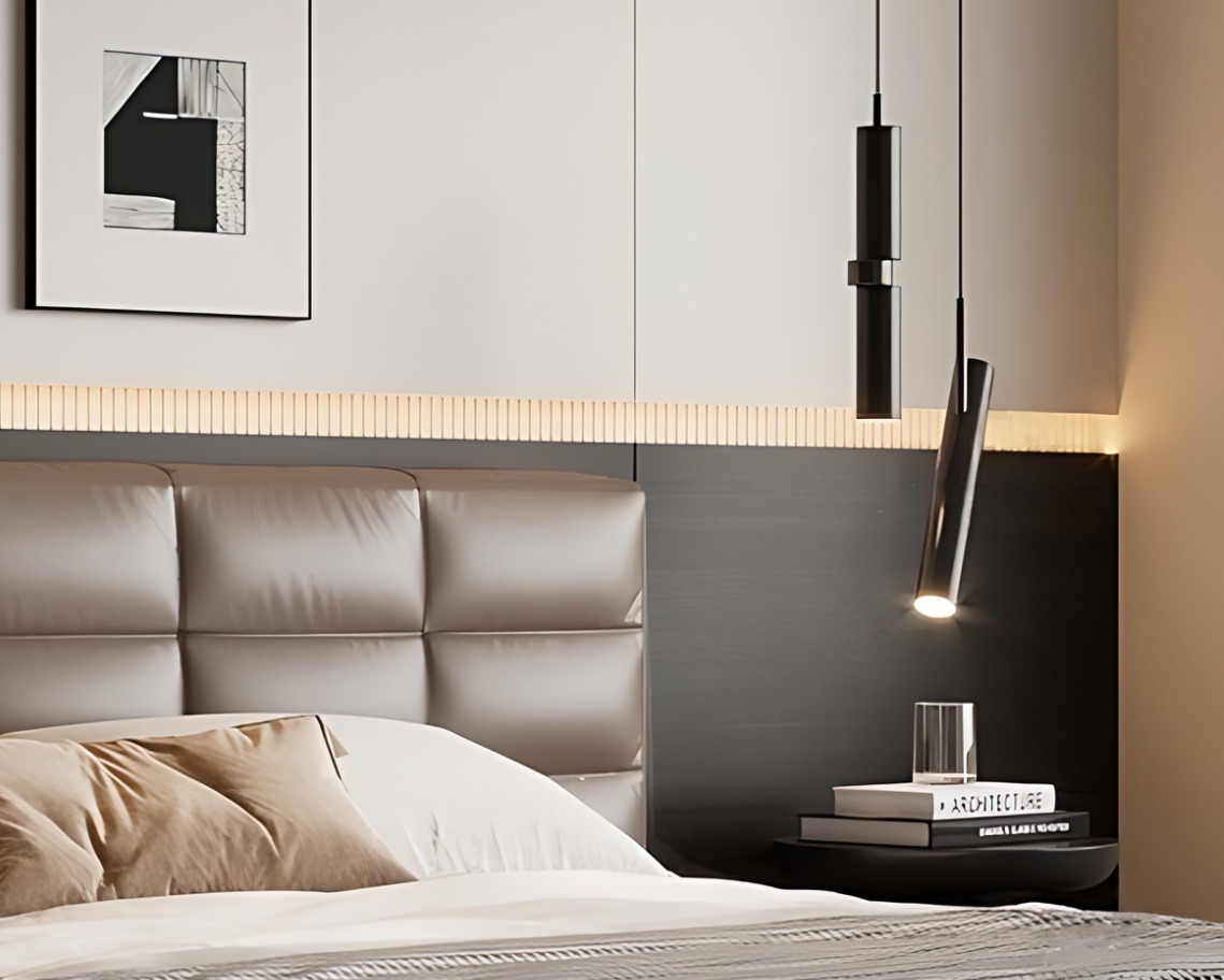 Modern bedroom interior scene 3D model_2