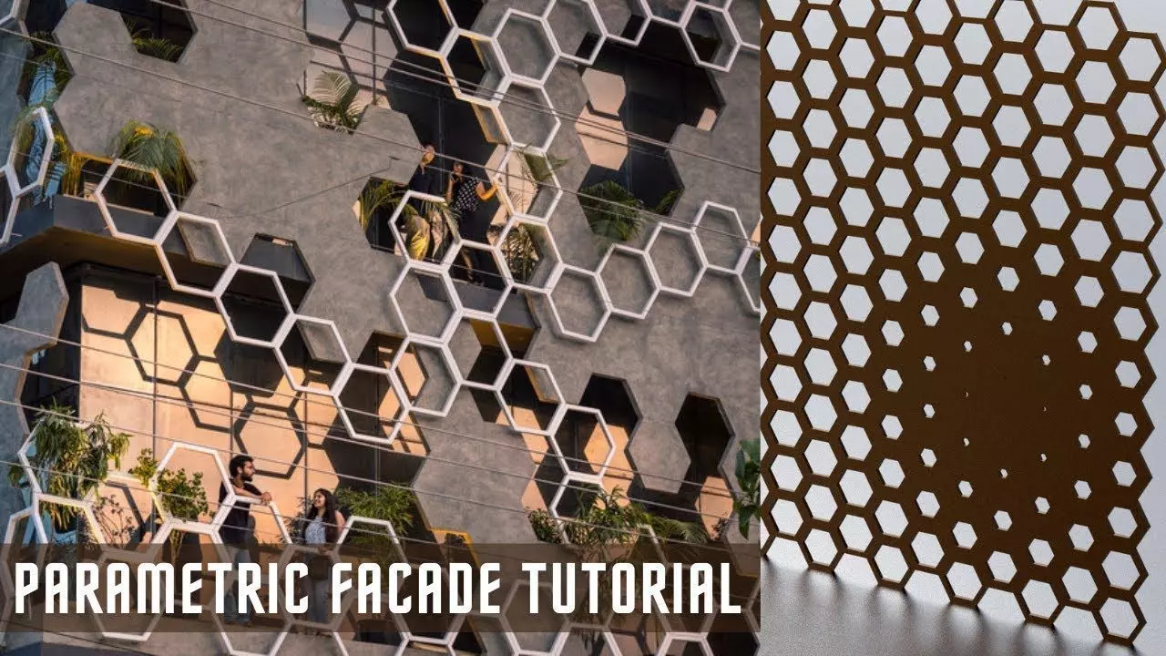 Hexagonal Parametric Facade Design Grasshopper Rhino Files 3D model