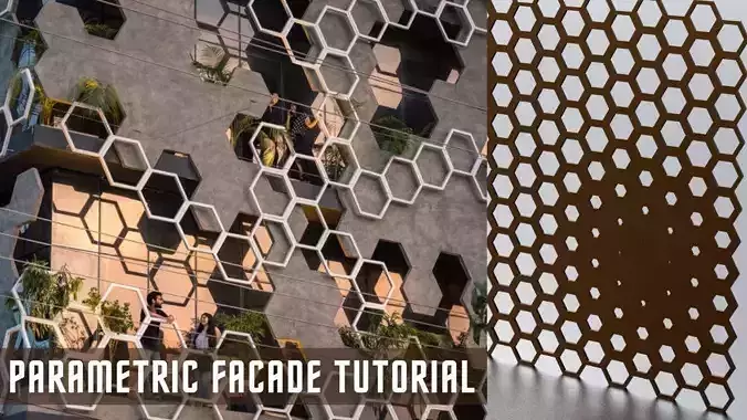Hexagonal Parametric Facade Design Grasshopper Rhino Files 3D model