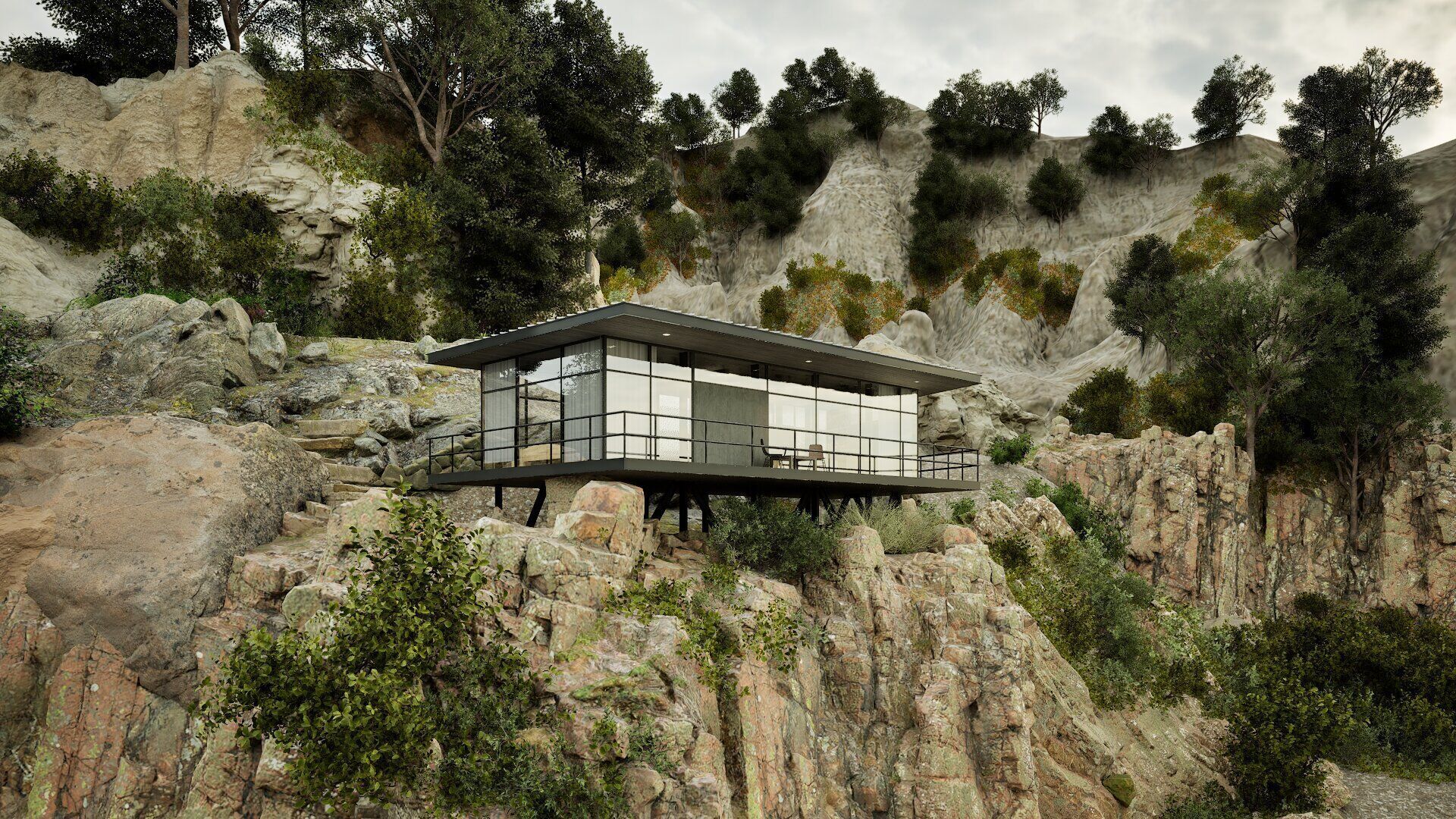 Hill House 3D Model and Twinmotion Scene Low-poly 3D model_2