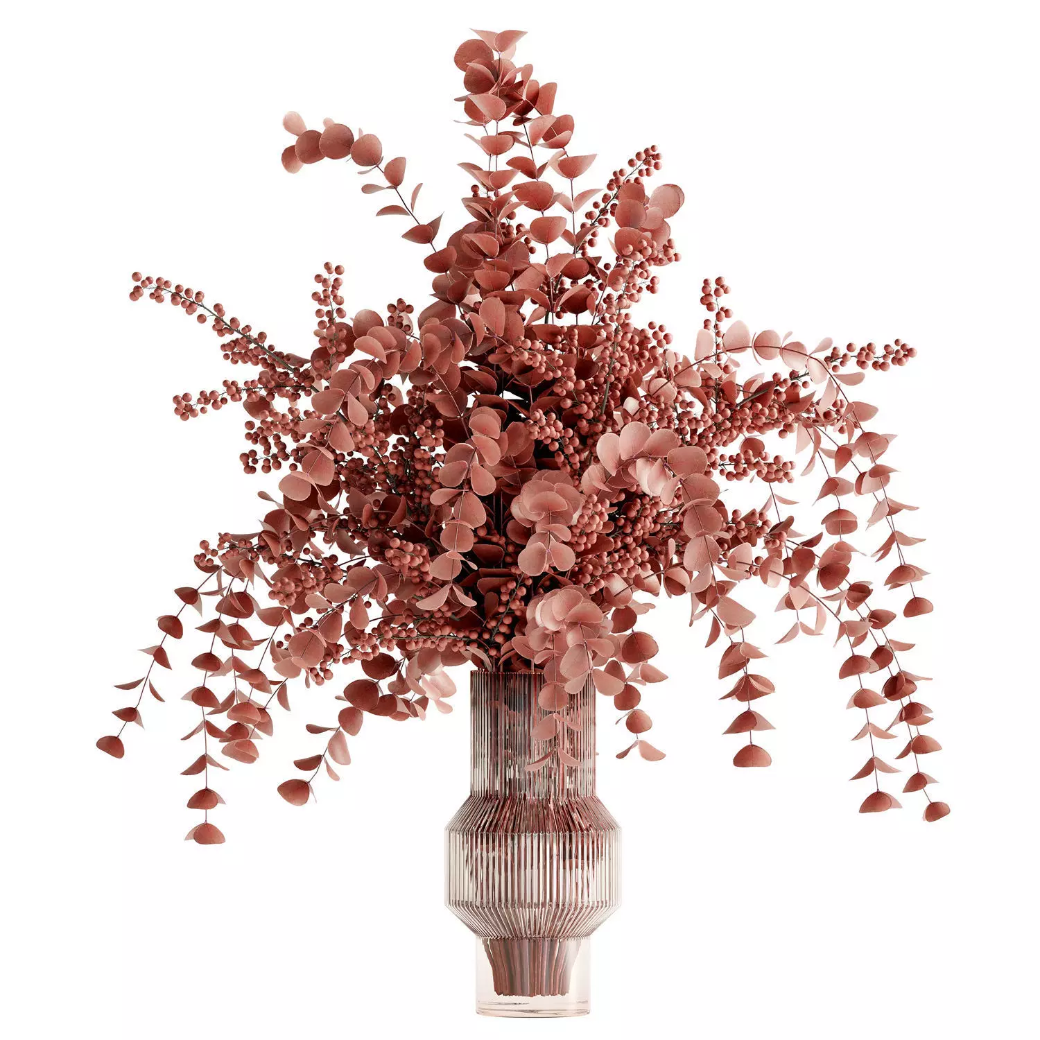 bouquet of red bulbs and fruits inserted into a glass vase 14  3D model_0
