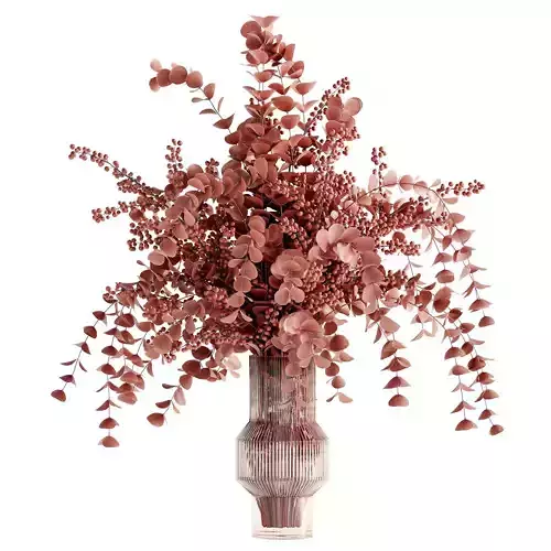 bouquet of red bulbs and fruits inserted into a glass vase 14  3D model