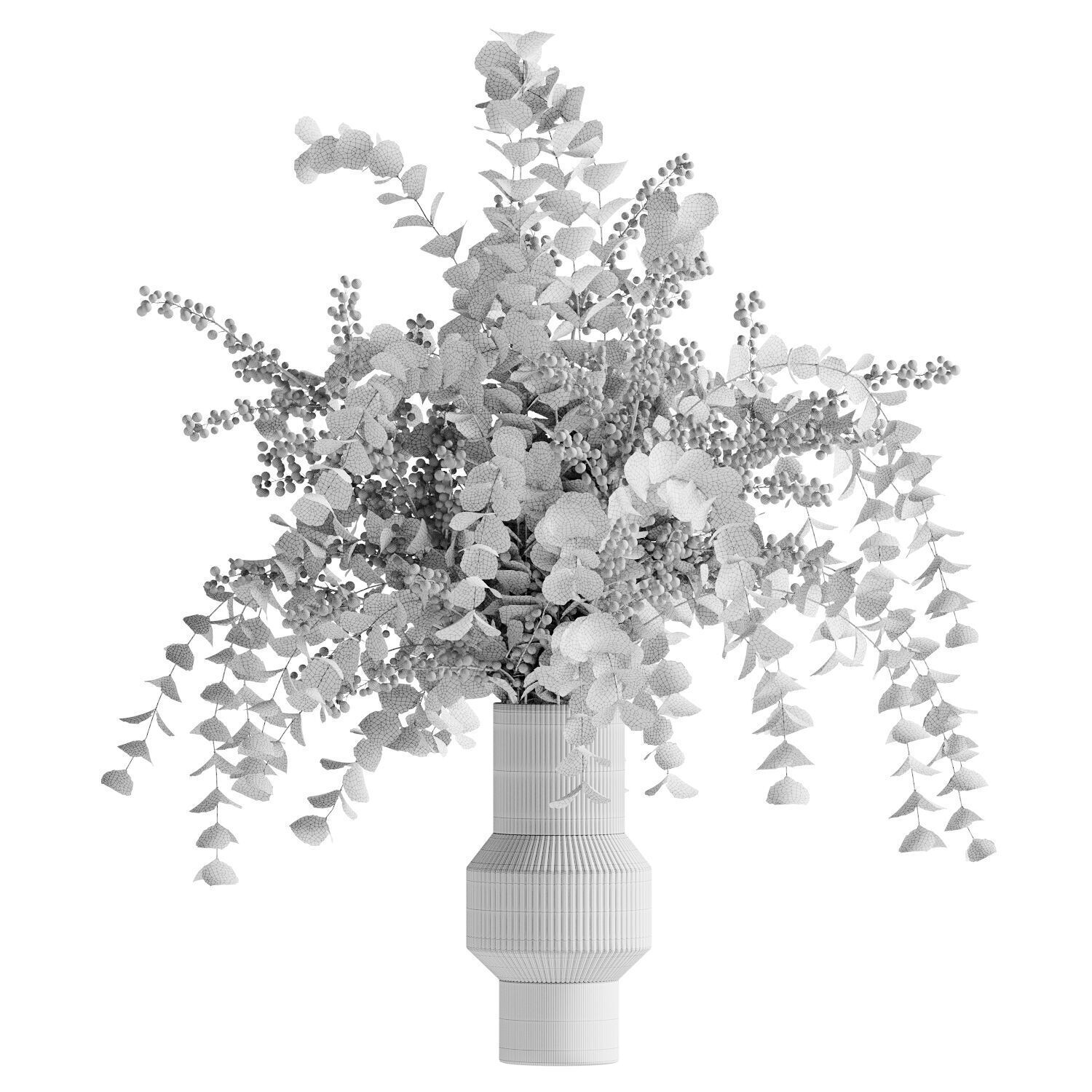 bouquet of red bulbs and fruits inserted into a glass vase 14  3D model_4