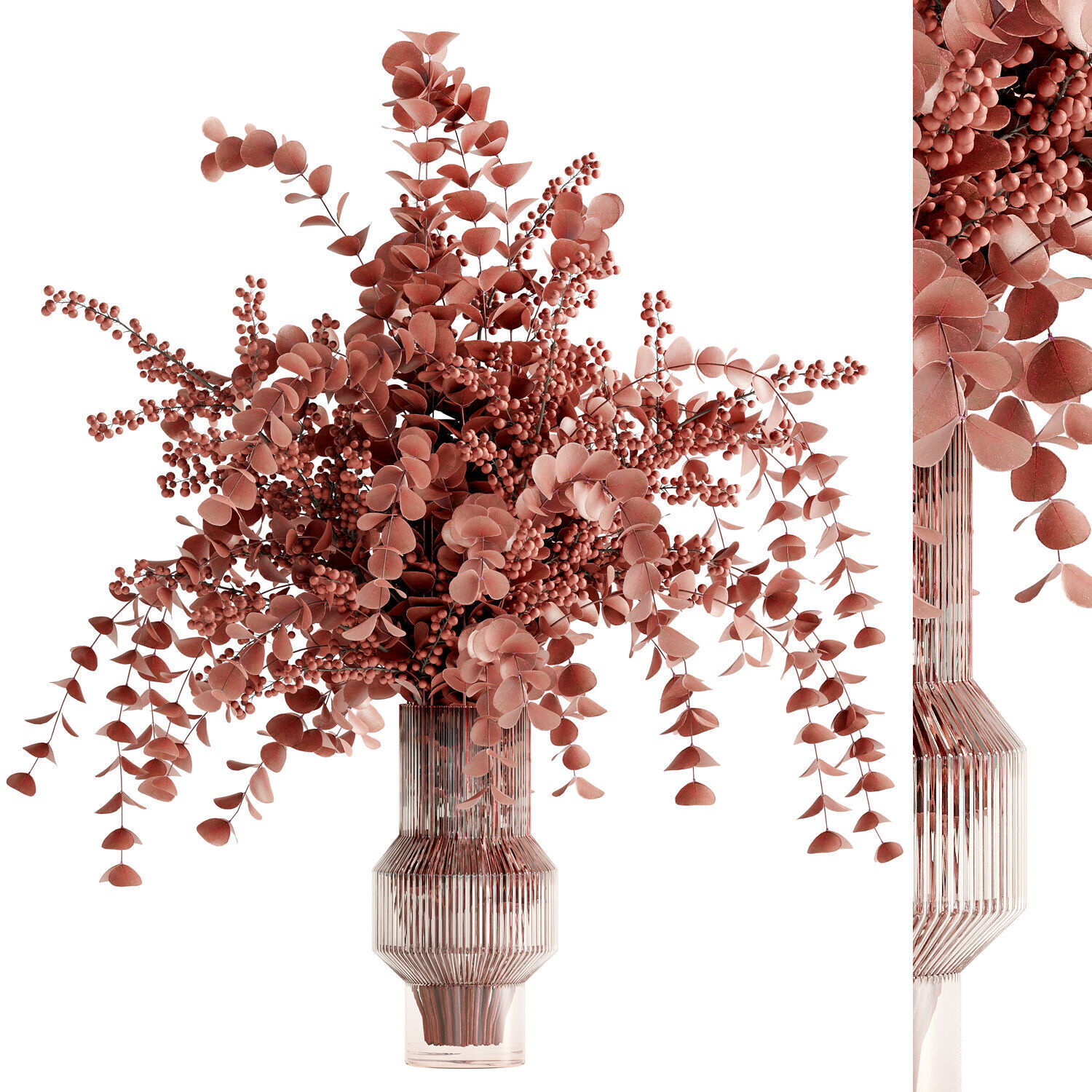 bouquet of red bulbs and fruits inserted into a glass vase 14  3D model_1