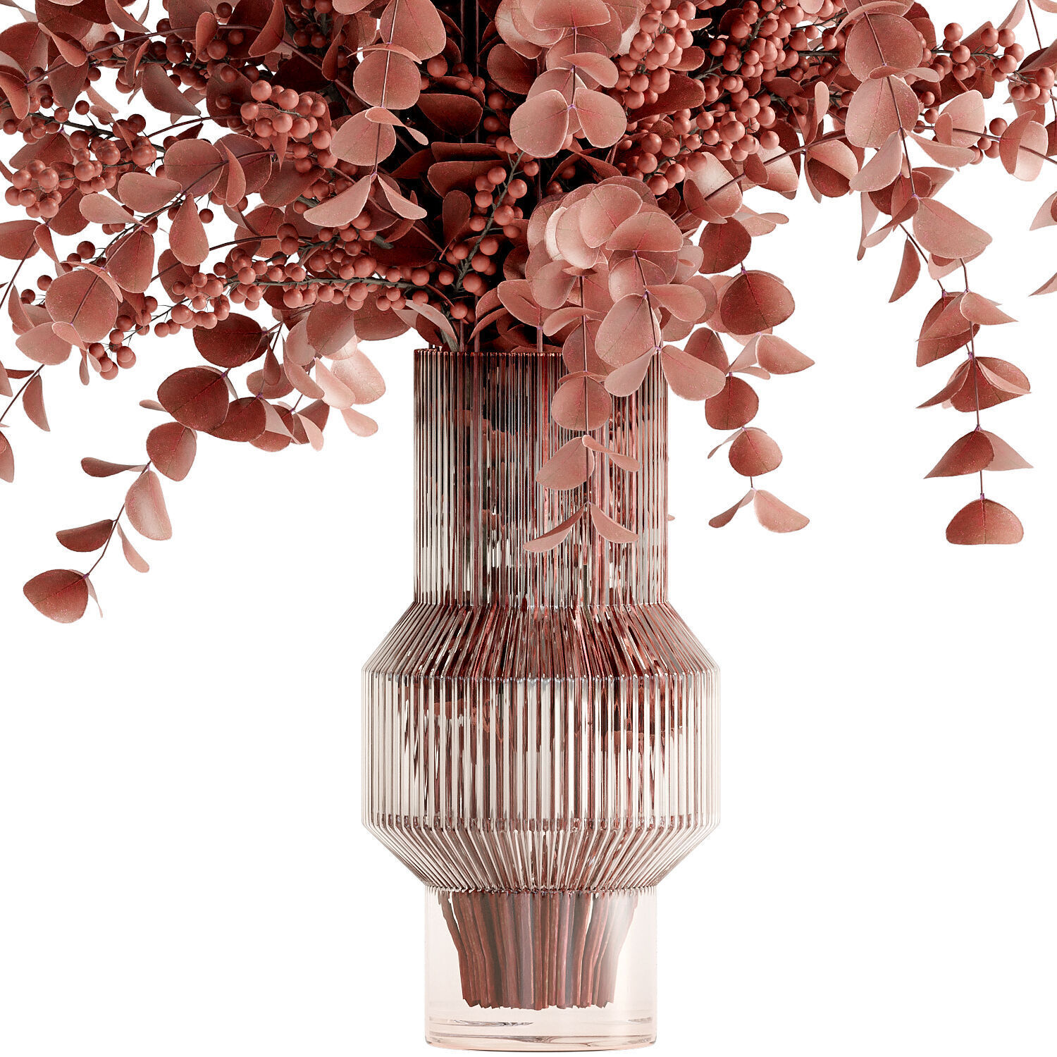 bouquet of red bulbs and fruits inserted into a glass vase 14  3D model_2