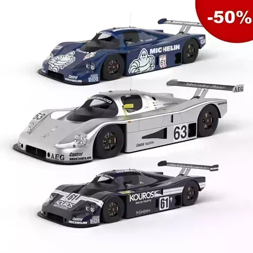 Pack Mercedes-Benz Sauber C9 1987 HQ interior 3D Model Collection