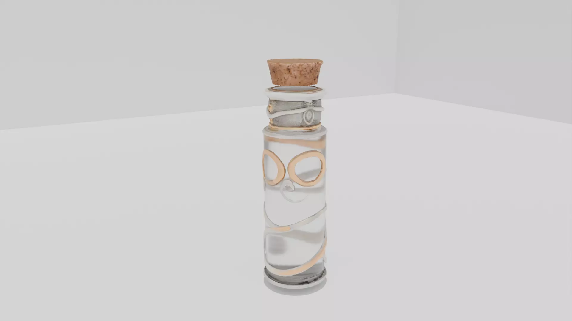 Fantasy Alchemy Vial Glass Bottle with Metal Accents Cork Lid 3D print model_0