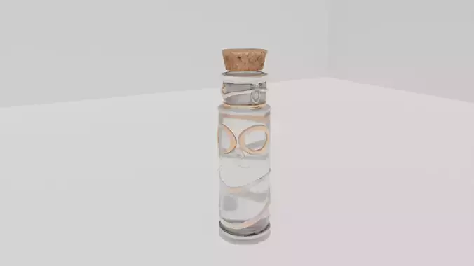 Fantasy Alchemy Vial Glass Bottle with Metal Accents Cork Lid