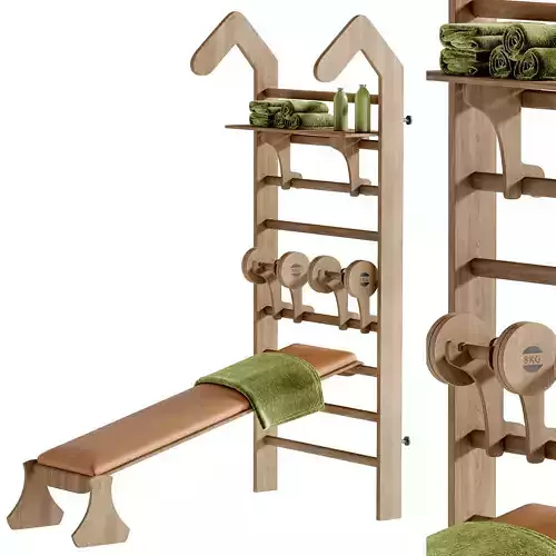 wooden bench fitness equipment  3D model
