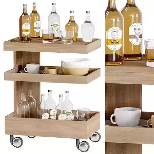 wine trolley set 01  3D model