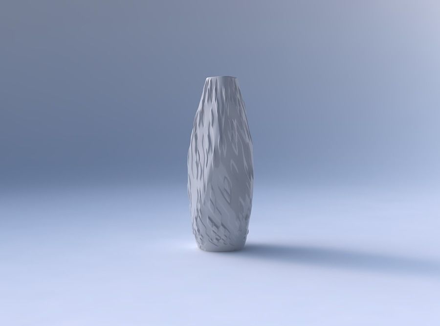 Narrow top vase helix with twisted diagonal dents and bulges 3D print model_4