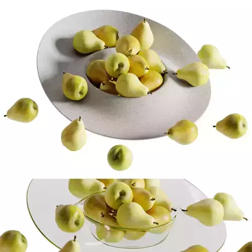  pear on a plate  3D model