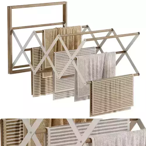  wall mounted towel rack hanging towels 03 3D model