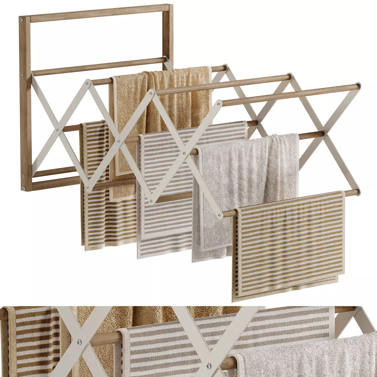 wall mounted towel rack hanging towels 03 3D model