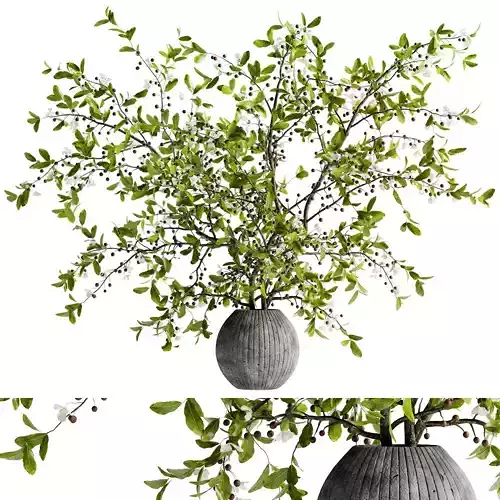 Bouquet of twigs in a terracotta pot 22  3D model