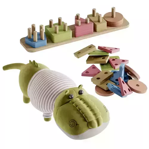 Little Crocodile Doll and Block Set  3D model