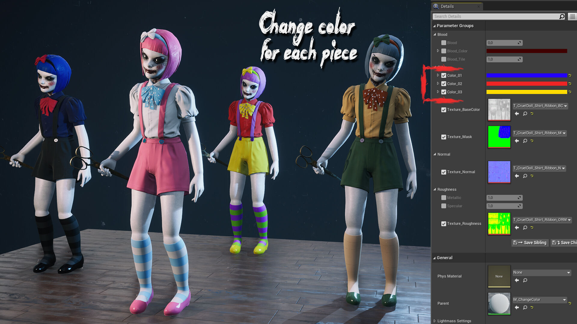 Twin Dolls Pack - Rigged and Animated Low-poly 3D model_7