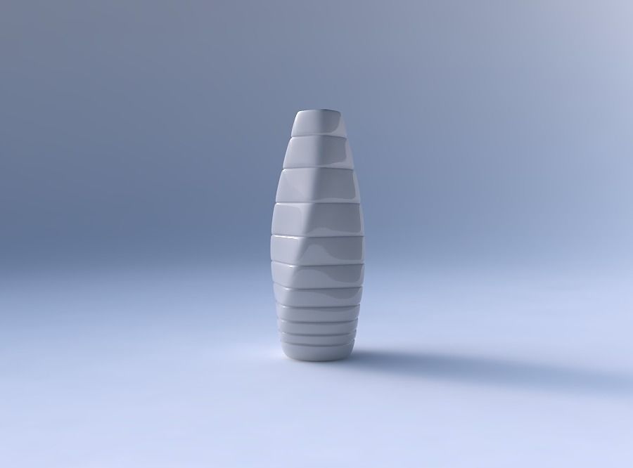 Narrow top vase helix with smooth horizontal dents 3D print model_4