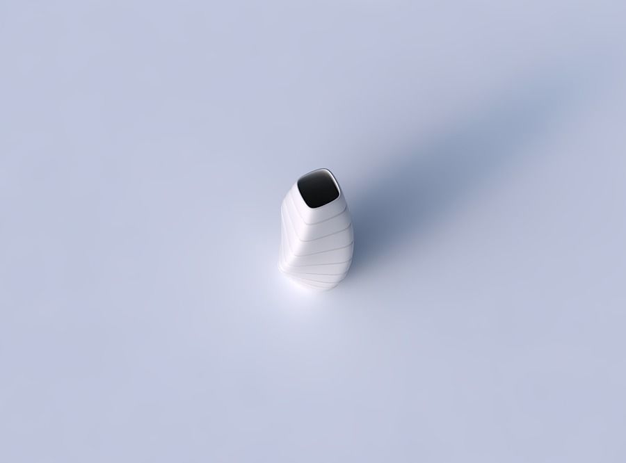 Narrow top vase helix with smooth horizontal dents 3D print model_2