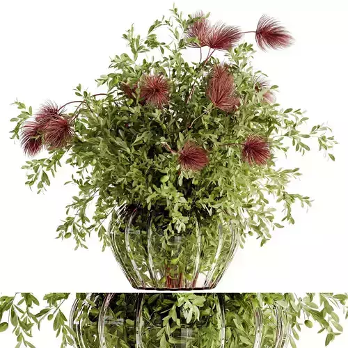 bouquet of olive branches inserted into a glass vase 27  3D model