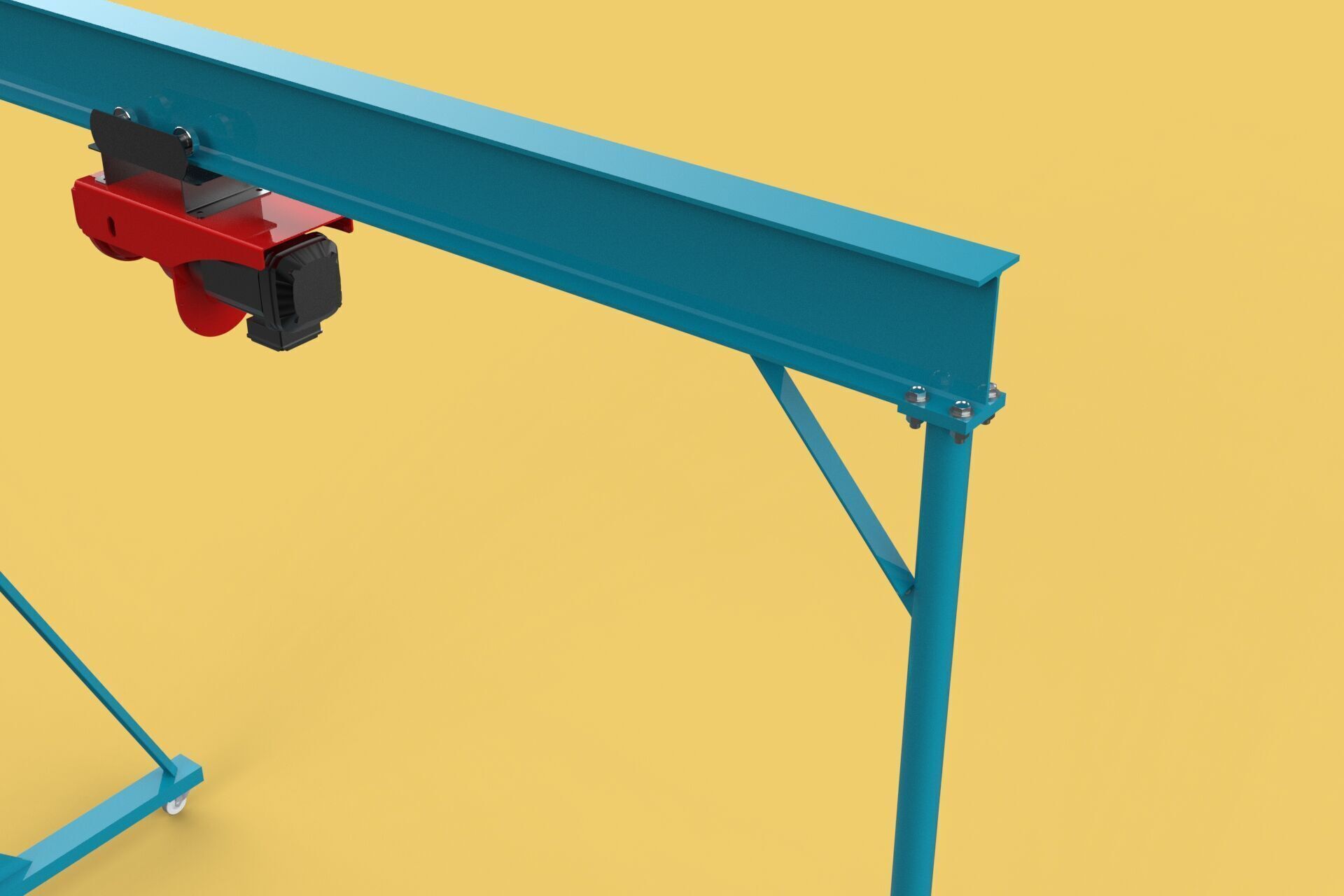 PORTABLE GANTRY CRANE MOBILE LIFTER GIRDER OVERHEAD BRIDGE HOIST 3D model_21