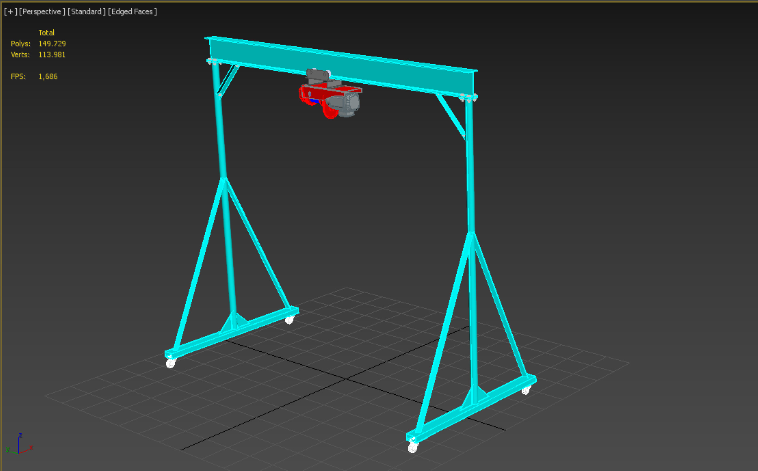 PORTABLE GANTRY CRANE MOBILE LIFTER GIRDER OVERHEAD BRIDGE HOIST 3D model_37
