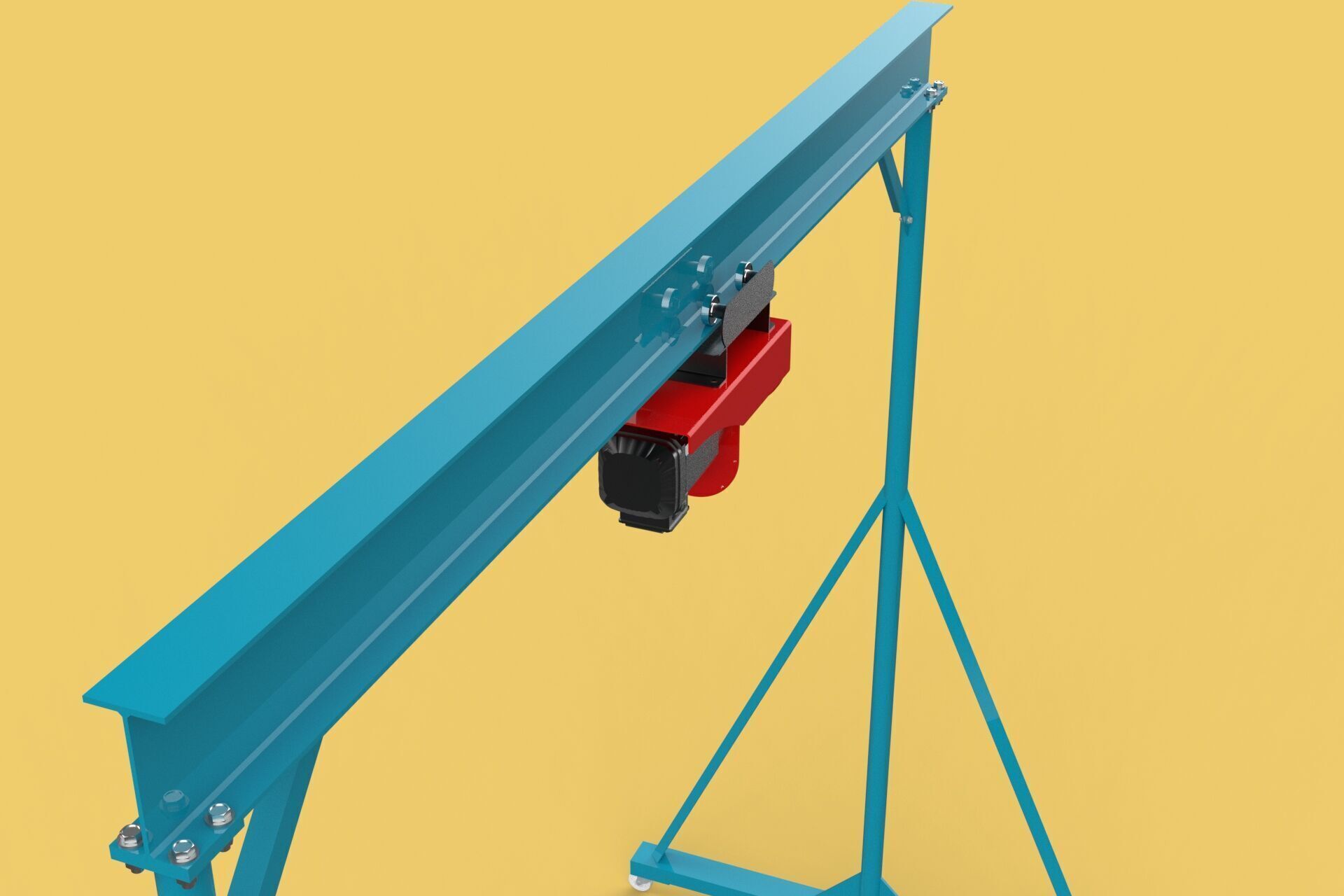 PORTABLE GANTRY CRANE MOBILE LIFTER GIRDER OVERHEAD BRIDGE HOIST 3D model_25