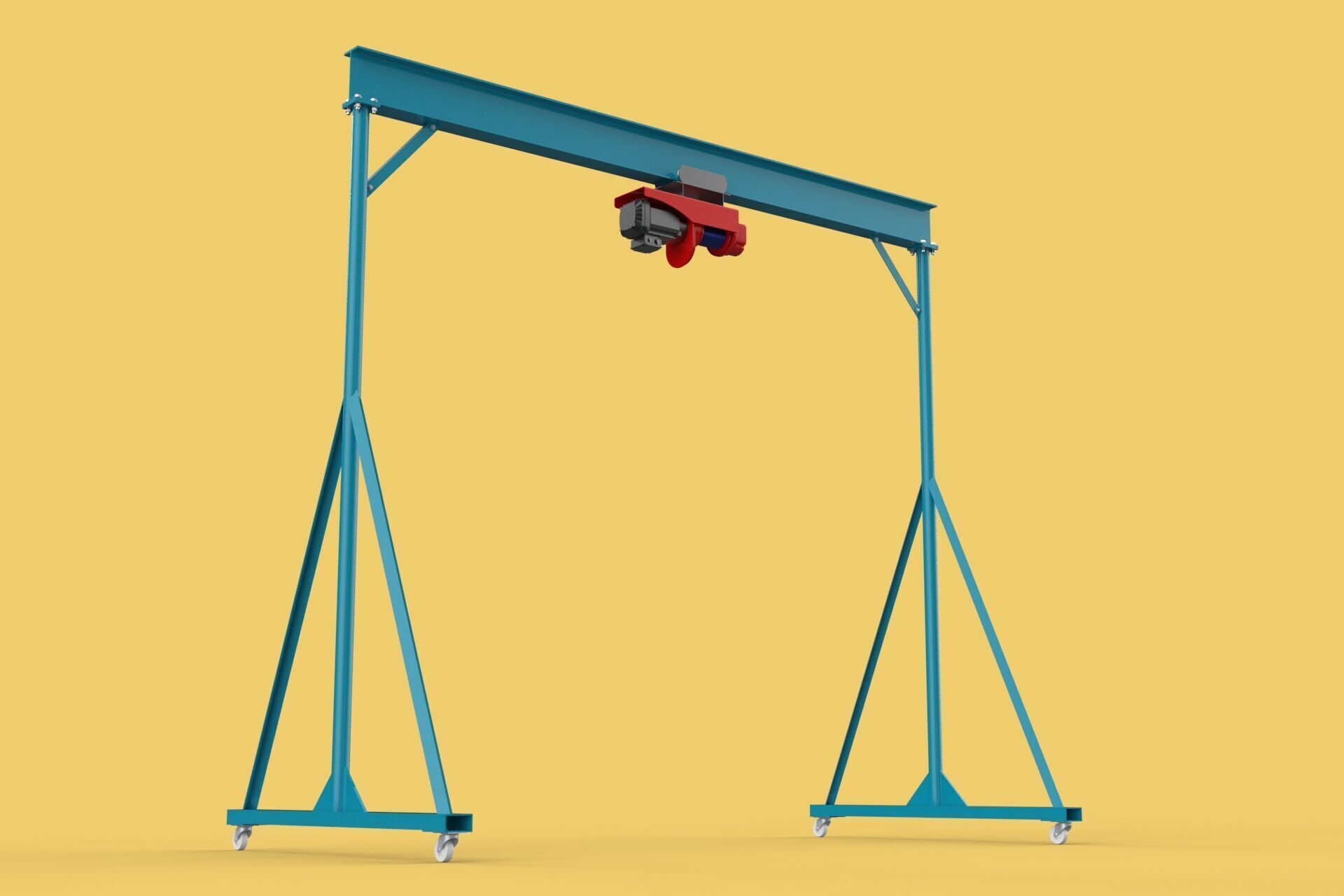 PORTABLE GANTRY CRANE MOBILE LIFTER GIRDER OVERHEAD BRIDGE HOIST 3D model_17