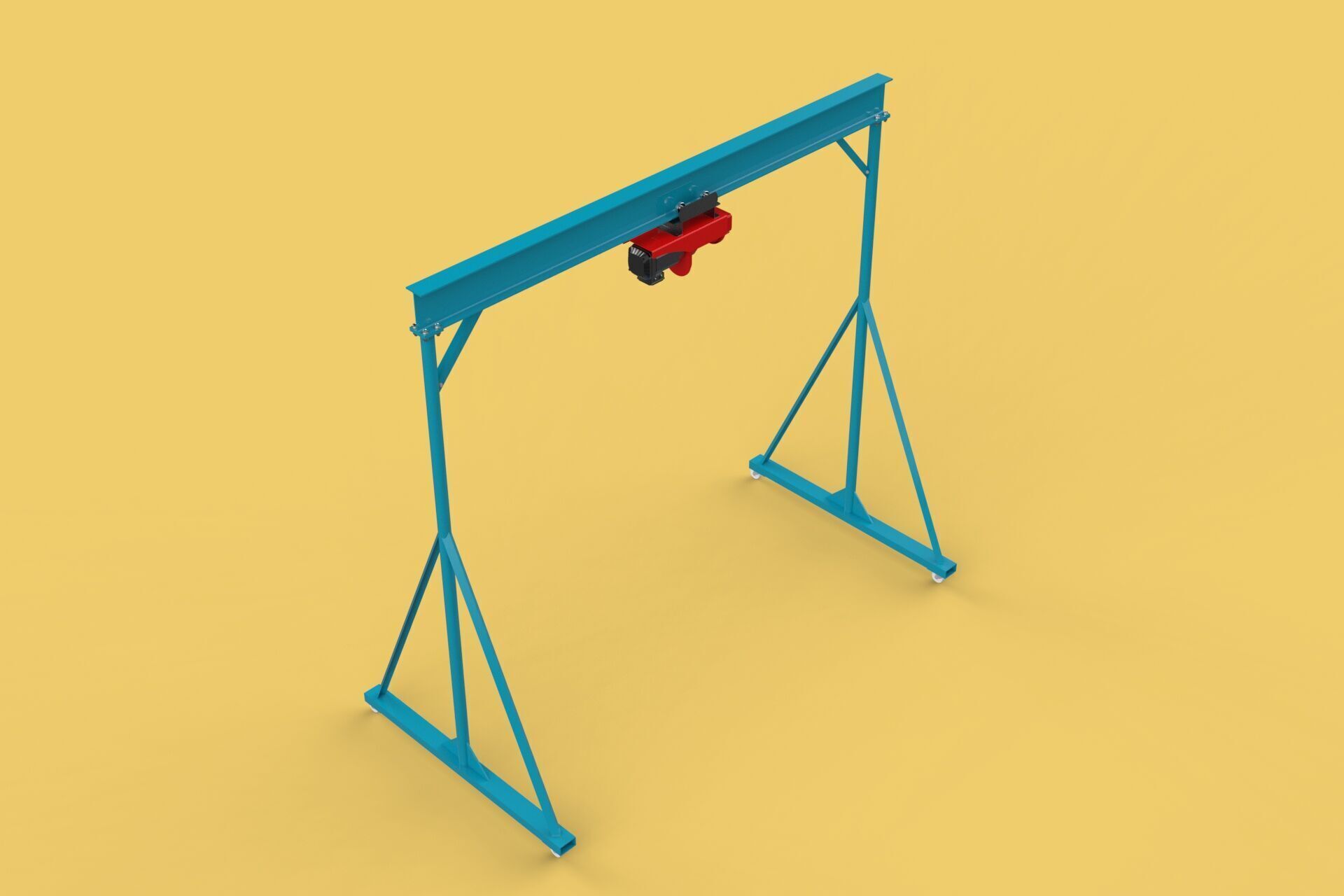 PORTABLE GANTRY CRANE MOBILE LIFTER GIRDER OVERHEAD BRIDGE HOIST 3D model_8