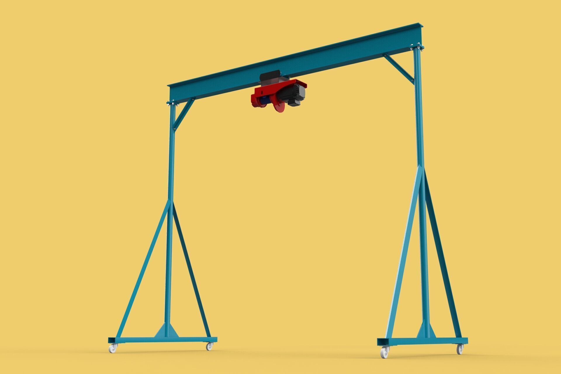 PORTABLE GANTRY CRANE MOBILE LIFTER GIRDER OVERHEAD BRIDGE HOIST 3D model_20