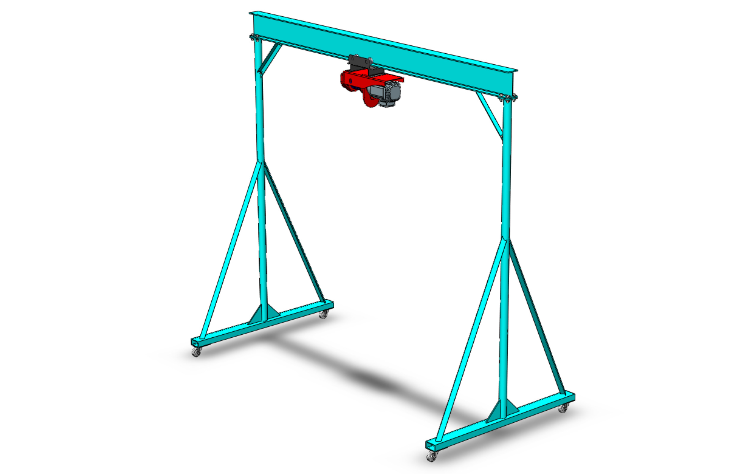 PORTABLE GANTRY CRANE MOBILE LIFTER GIRDER OVERHEAD BRIDGE HOIST 3D model_35