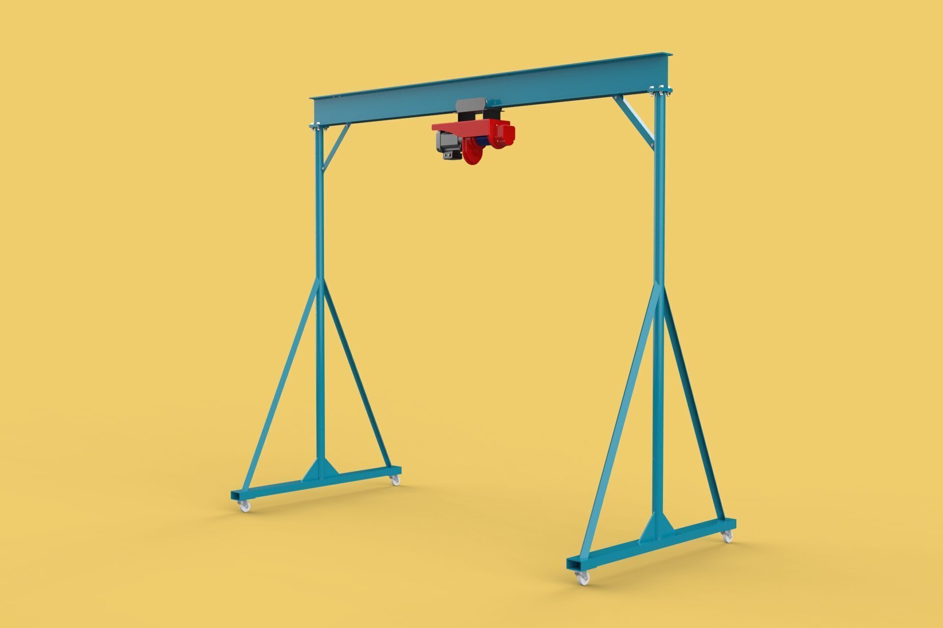 PORTABLE GANTRY CRANE MOBILE LIFTER GIRDER OVERHEAD BRIDGE HOIST 3D model_14