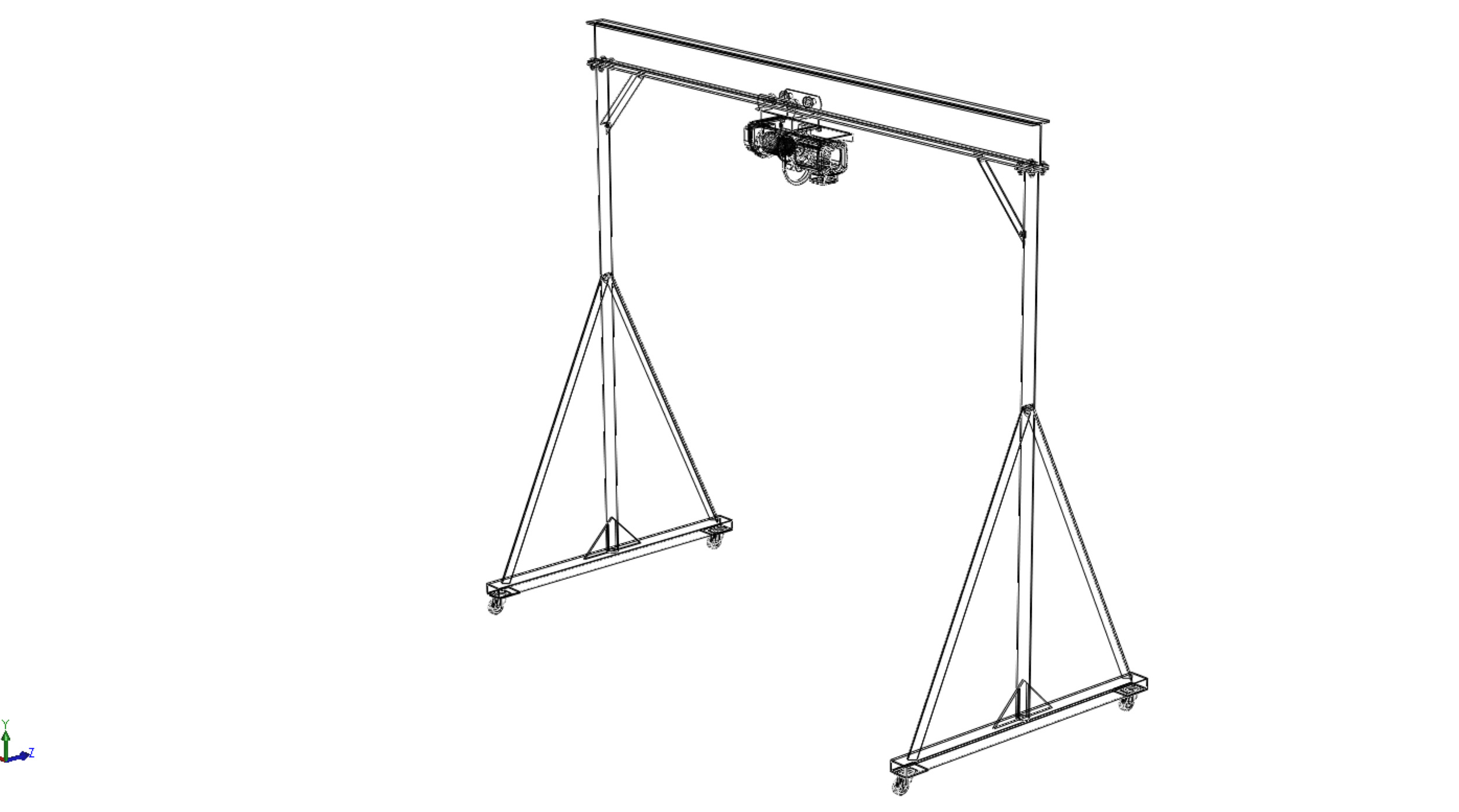 PORTABLE GANTRY CRANE MOBILE LIFTER GIRDER OVERHEAD BRIDGE HOIST 3D model_36