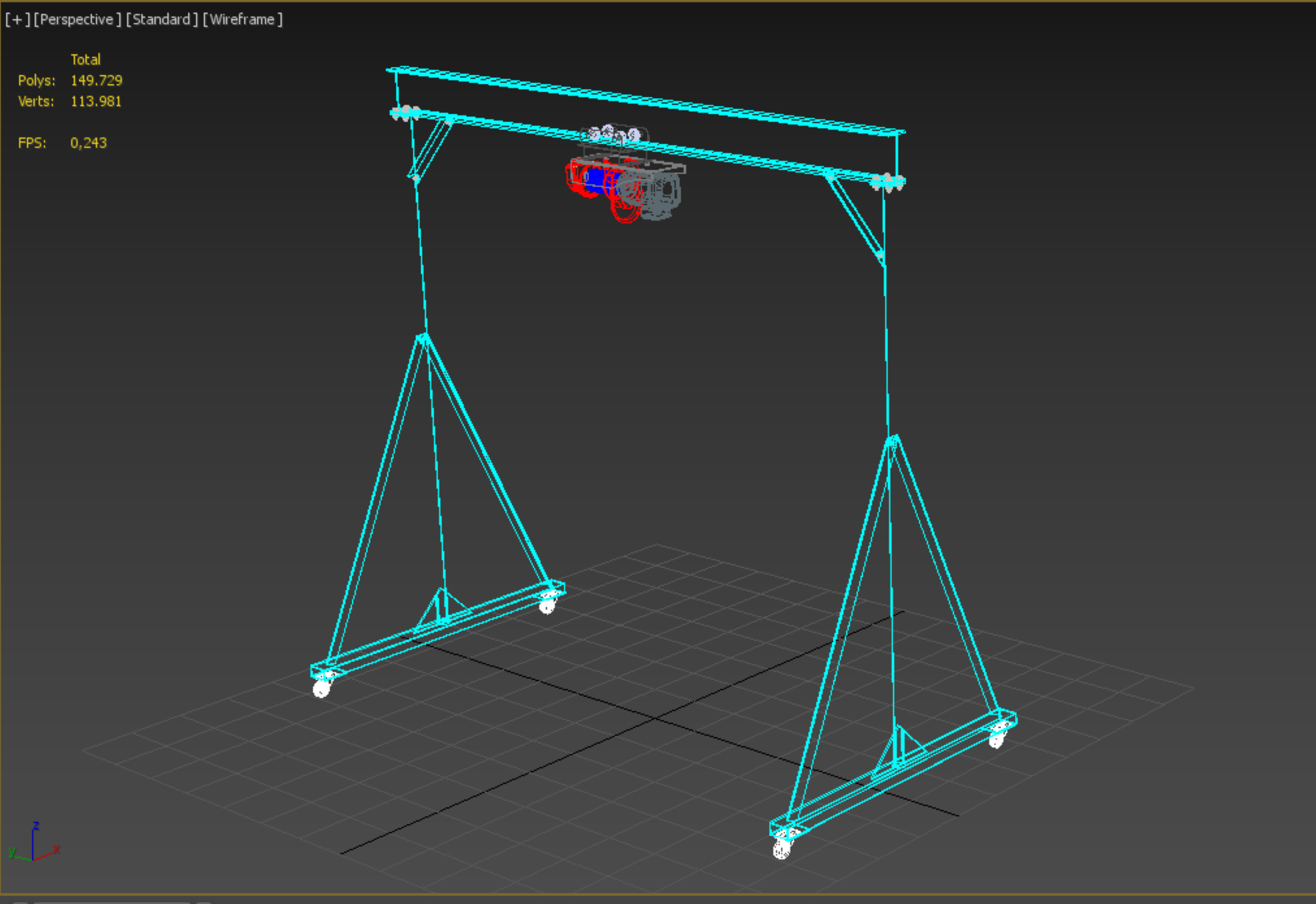 PORTABLE GANTRY CRANE MOBILE LIFTER GIRDER OVERHEAD BRIDGE HOIST 3D model_34