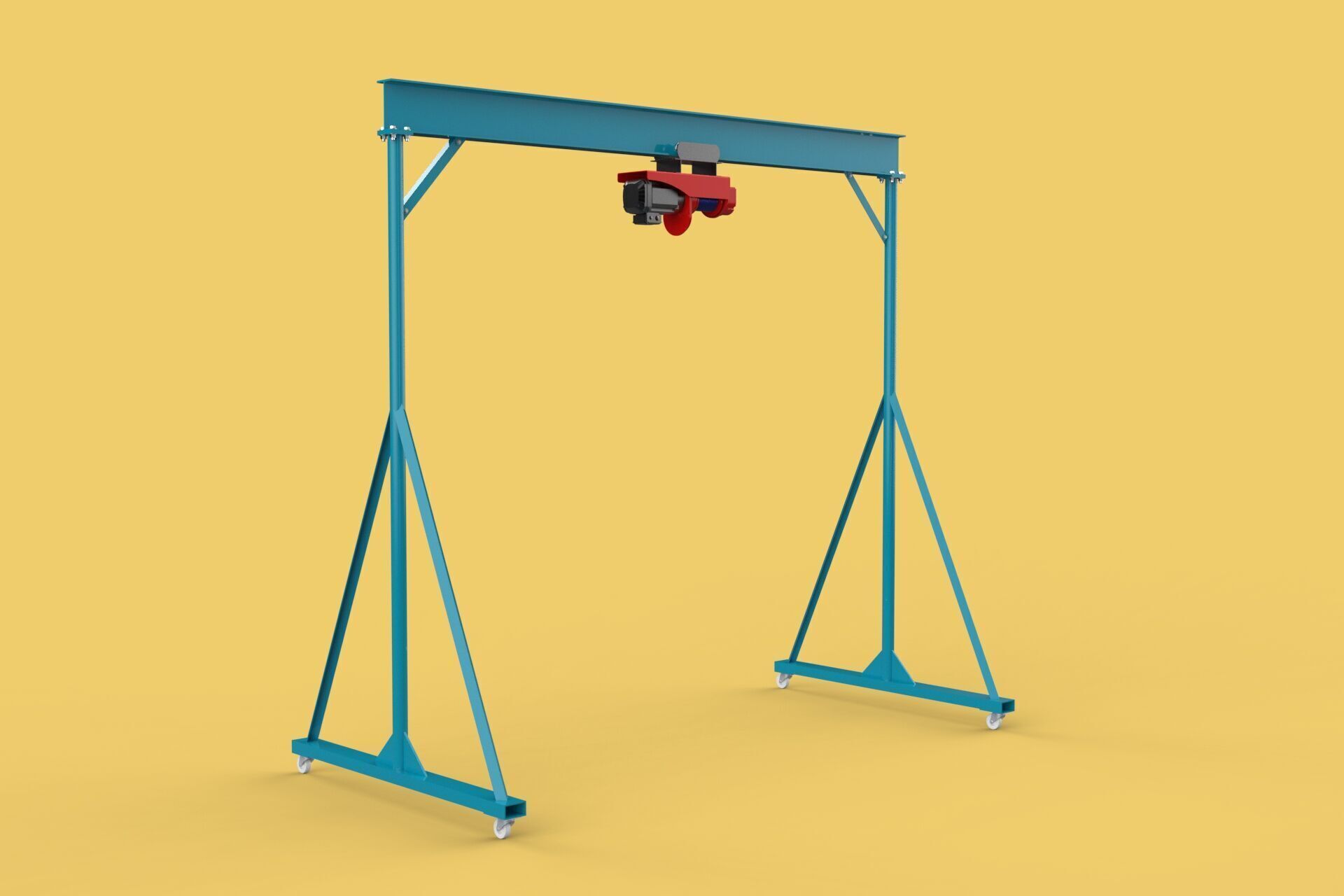 PORTABLE GANTRY CRANE MOBILE LIFTER GIRDER OVERHEAD BRIDGE HOIST 3D model_13