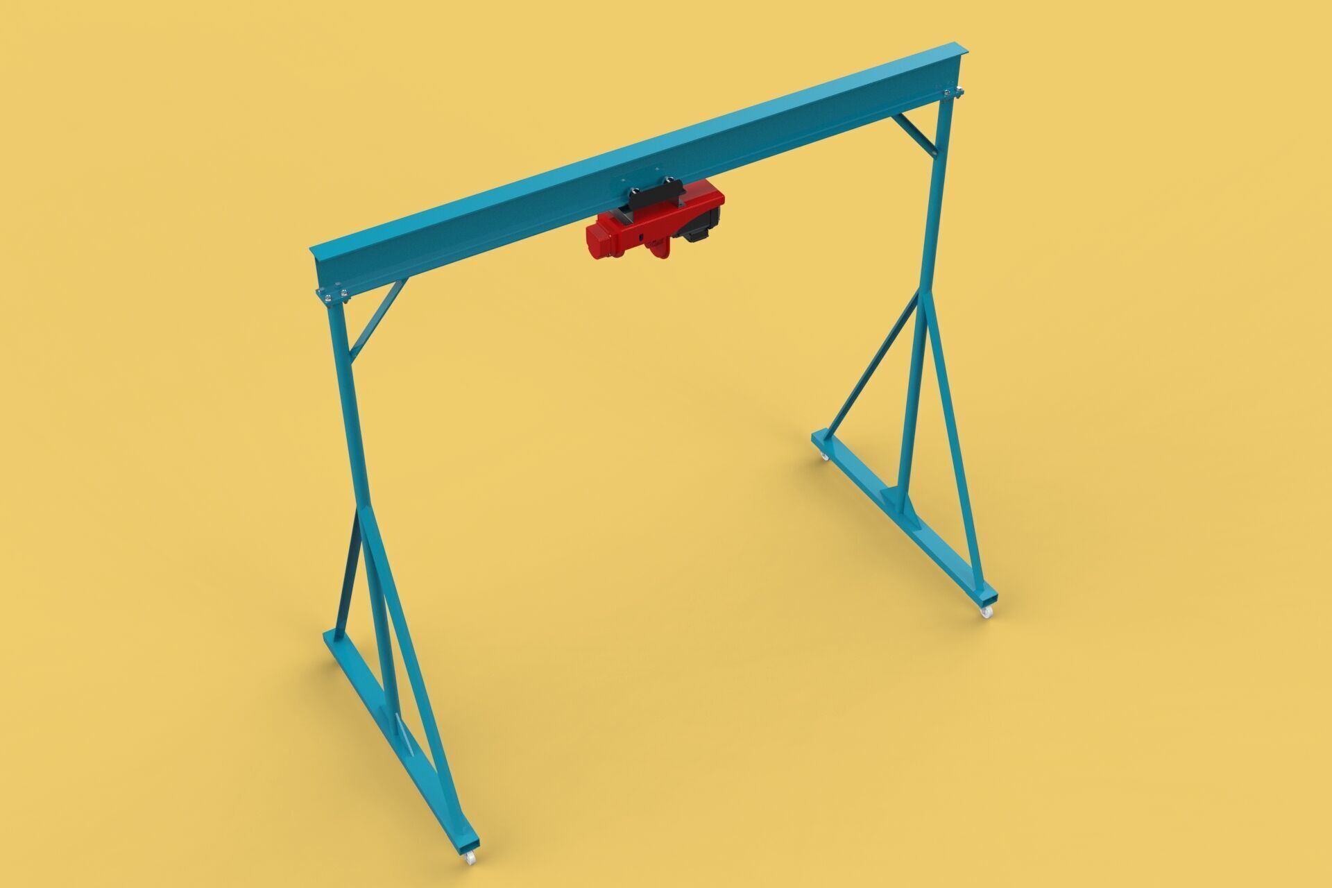 PORTABLE GANTRY CRANE MOBILE LIFTER GIRDER OVERHEAD BRIDGE HOIST 3D model_10